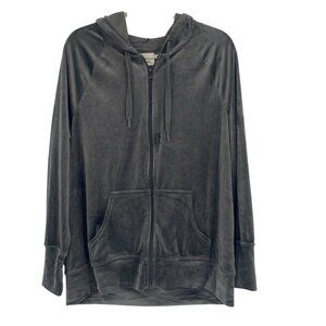 OFFLINE By Aerie After Party Velour Oversized Full Zip Hoodie Smoked Gray Size M